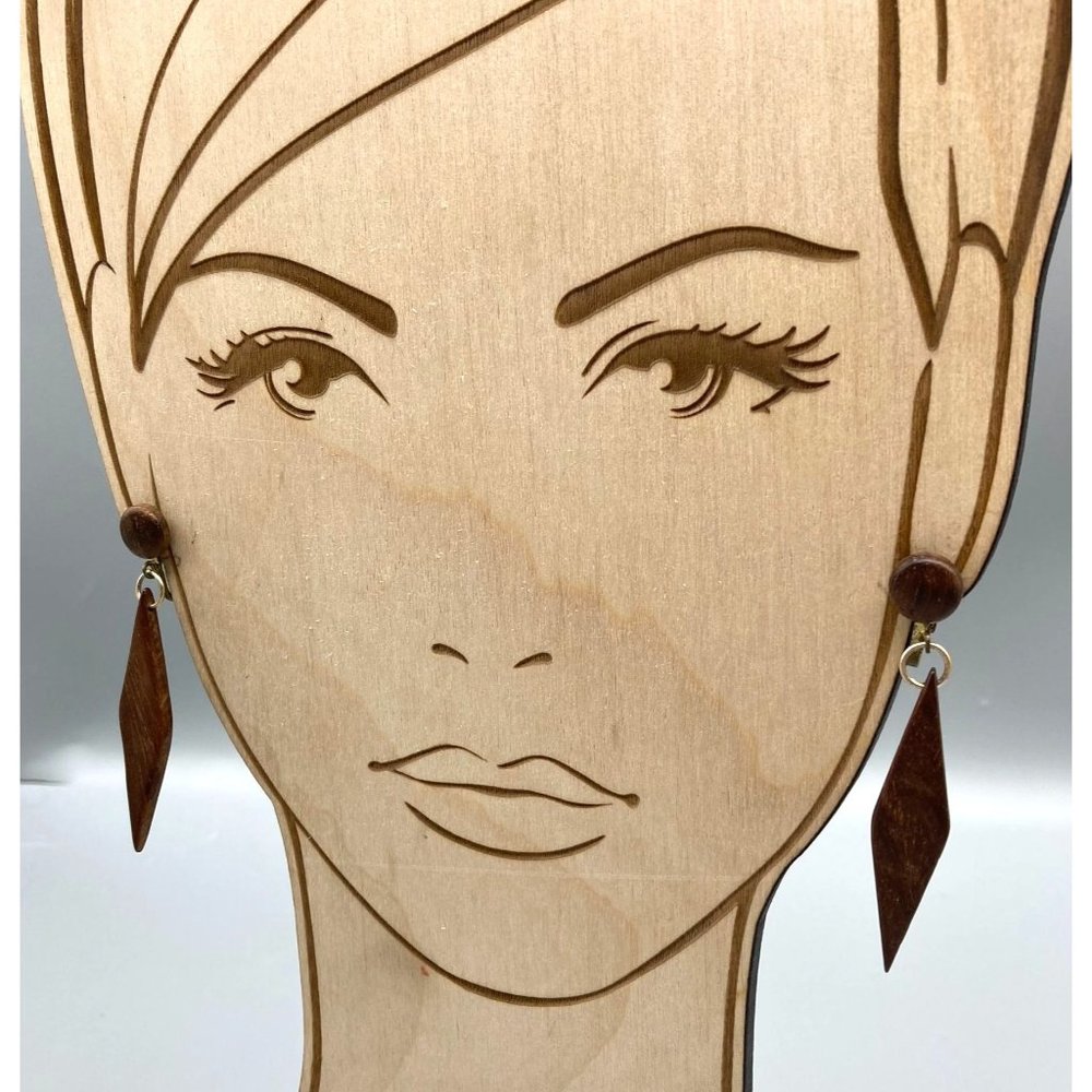 Vintage Boho Chic Dangle Earrings Basic Wood Harl… - image 4